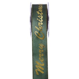 Κορδέλα Σατέν Ούγια Merry Xmas 3,8cm×9m Πράσινο Κορδέλα Σατέν Ούγια Merry Xmas 3,8cm×9m Πράσινο