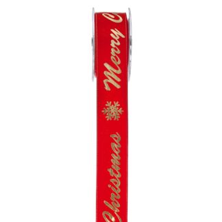 Κορδέλα Σατέν Ούγια Merry Xmas 3,8cm×9.10m Κόκκινη