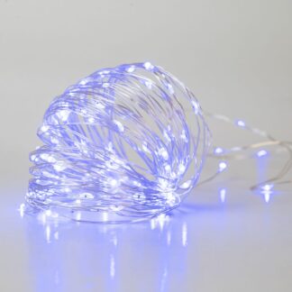 100 Microled Σύρμα Ασημί Μπλε 8 Προγράμματα 5μέτρα Εσωτερικού Και Εξωτερικού Χώρου