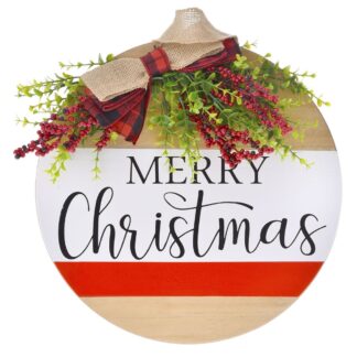 Ξύλινη Στρογγυλή Πινακίδα Πορτας Merry Christmas 35εκ Ξύλινη Στρογγυλή Πινακίδα Πορτας Merry Christmas 35εκ