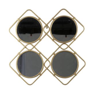 Χρυσός Μεταλλικός Καθρέφτης Four Mirrors 60×60×3εκ