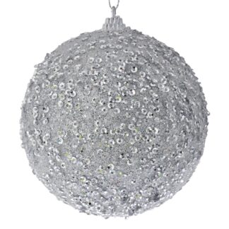 Ασημί Glitter Μπάλα 10εκ Σετ 4