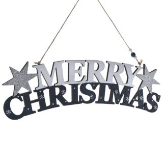 Μαύρο Ξύλινο Κρεμαστό Merry Christmas 41×13εκ Μαύρο Ξύλινο Κρεμαστό Merry Christmas 41×13εκ