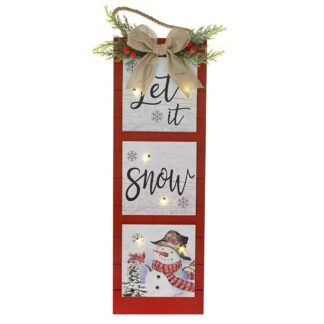 Ξύλινη Φωτιζόμενη Πινακίδα Τοίχου Let It Snow 15×3×45εκ Μπαταρίας Ξύλινη Φωτιζόμενη Πινακίδα Τοίχου Let It Snow 15×3×45εκ Μπαταρίας