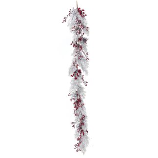 Χιονισμένη Γιρλάντα Με Kokkina Berries Και Κουκουνάρια 180εκ