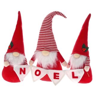 Κόκκινη Υφασμάτινη Οικογένεια Νάνοι 50×50εκ Noel