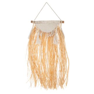 Boho Μακραμέ Τοίχου Με Raffia 30×60 80εκ