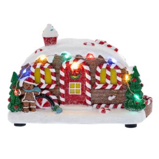 Φωτιζόμενο Gingerbread Τροχόσπιτο 19×10×11εκ Μπαταρίας
