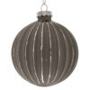 Σετ 6 Ασημί Ριγέ Γυάλινη Μπάλα 8εκ