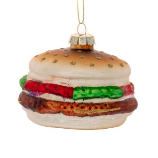 Καφέ Γυάλινο Burger Κρεμαστό Στολίδι 9×9×7εκ