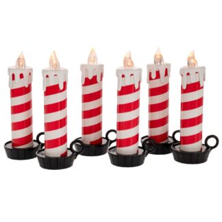 Σετ 6 Κόκκινο Λευκό Candy Κερί LED Μπαταρίας 7×5×15εκ Σετ 6 Κόκκινο Λευκό Candy Κερί LED Μπαταρίας 7×5×15εκ