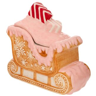 Gingerbread Κεραμική Μπισκοτιέρα Σε Σχήμα Έλκηθρο 25×13×24εκ