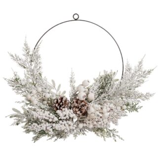 Χιονισμένο Στεφάνι Με Λευκά Berries Και Κουκουνάρια 30εκ Χιονισμένο Στεφάνι Με Λευκά Berries Και Κουκουνάρια 30εκ