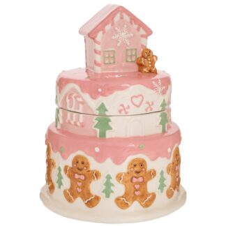 Ροζ Κεραμική Μπισκοτιέρα Σπίτι Gingerbread 22×22×28εκ Ροζ Κεραμική Μπισκοτιέρα Σπίτι Gingerbread 22×22×28εκ