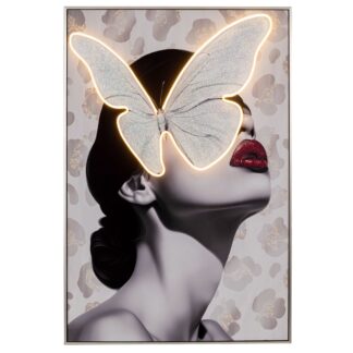 Πίνακας Πεταλούδα With LED Light Με Ασημί Κορνίζα Σε Τυπωμένο Καμβά 80×120εκ Πίνακας Πεταλούδα With LED Light Με Ασημί Κορνίζα Σε Τυπωμένο Καμβά 80×120εκ