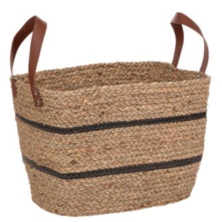 Καλάθι Φυσικό Wicker 38×28×28εκ Με Μαύρη Ρίγα Kai PVC Χερούλια Καλάθι Φυσικό Wicker 38×28×28εκ Με Μαύρη Ρίγα Kai PVC Χερούλια
