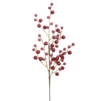 Κλαδί Με Ροζ-Χρυσό Και Μπορντώ Berries 53εκ