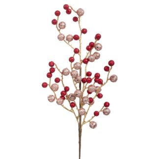 Κλαδί Με Σαμπανί Και Σκ. Κόκκινα Berries 53εκ Κλαδί Με Σαμπανί Και Σκ. Κόκκινα Berries 53εκ