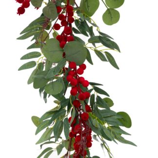 Πράσινη Γιρλάντα Με Βελούδινα Κόκκινα Berries 165εκ