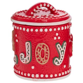 Κόκκινη Κεραμική Μπισκοτιέρα Joy Με Ανάγλυφα Σχέδια Ζαχαρωτών 12×12×16εκ Κόκκινη Κεραμική Μπισκοτιέρα Joy Με Ανάγλυφα Σχέδια Ζαχαρωτών 12×12×16εκ