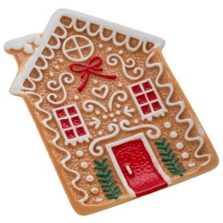 Καφέ Κεραμική Πιατέλα Σπίτι Gingerbread 23×16×2εκ Καφέ Κεραμική Πιατέλα Σπίτι Gingerbread 23×16×2εκ
