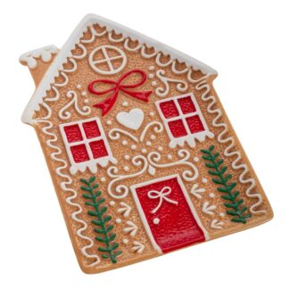 Καφέ Κεραμική Πιατέλα Σπίτι Gingerbread 16×11×2εκ Καφέ Κεραμική Πιατέλα Σπίτι Gingerbread 16×11×2εκ