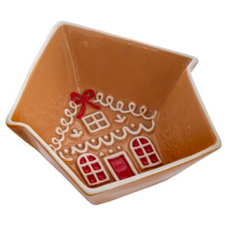 Καφέ Κεραμικό Μπώλ Σε Σχήμα Σπίτι Gingerbread 14×14×5εκ Καφέ Κεραμικό Μπώλ Σε Σχήμα Σπίτι Gingerbread 14×14×5εκ