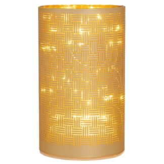 Χρυσό Γυάλινο Κηροπήγιο Με LED Φως Φ9×15εκ Μπαταρίας Χρυσό Γυάλινο Κηροπήγιο Με LED Φως Φ9×15εκ Μπαταρίας