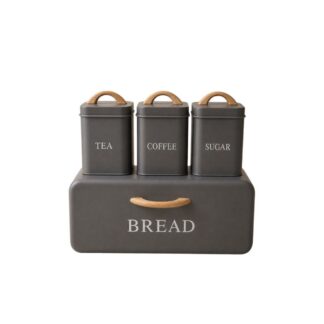Σετ 4 Γκρι Μεταλλική Ψωμιέρα Με 3 Κουτιά (Tea Coffee Sugar) 35×21×20εκ 11×11×14εκ Σετ 4 Γκρι Μεταλλική Ψωμιέρα Με 3 Κουτιά (Tea Coffee Sugar) 35×21×20εκ 11×11×14εκ
