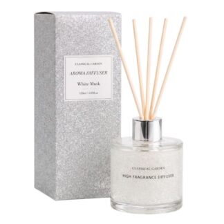 Ασημί Αρωματικό Diffuser 120ml White Musk 7.5×7.5×20εκ (2 τμχ)