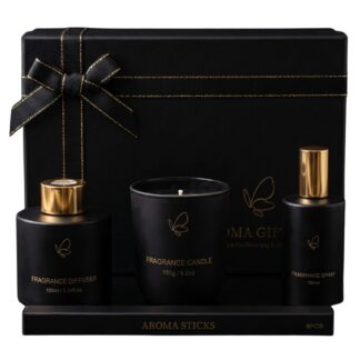 Σετ 2 Μαύρο Αρωματικό Diffuser 100ml Με Κερί Σε Κουτί Δώρου
