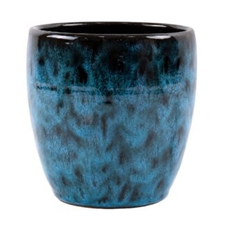 Μπλε Κεραμικό Κασπώ Με Εφέ Drip Glaze Φ15,5×15,5εκ (2 τμχ)