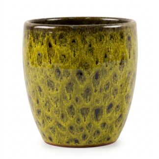 Πράσινο Κεραμικό Κασπώ Με Εφέ Drip Glaze Φ15,5×15,5εκ (2 τμχ)