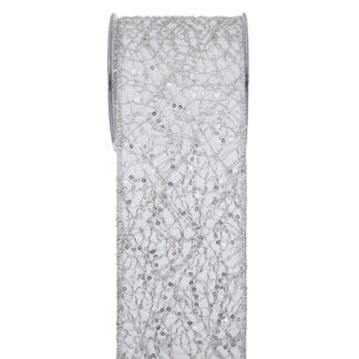 Κορδέλα Μεταλ. Λαβύρινθος 10cm×4.5m Λευκό-Ασημί Κορδέλα Μεταλ. Λαβύρινθος 10cm×4.5m Λευκό-Ασημί