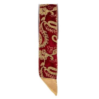 Κορδέλα Embroidery Foil Loneta 6.7cm×4.5m Μπορντό-Χρυσό