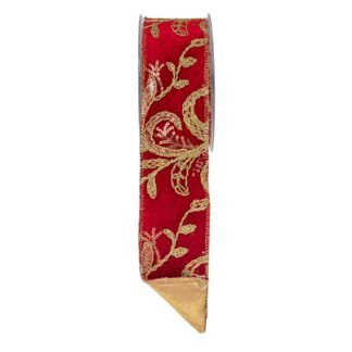 Κορδέλα Embroidery Foil Loneta 6.7cm×4.5m Κόκκινο-Χρυσό Κορδέλα Embroidery Foil Loneta 6.7cm×4.5m Κόκκινο-Χρυσό