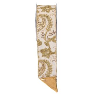 Κορδέλα Embroidery Foil Loneta 6.7cm×4.5m Ιβουάρ-Χρυσό