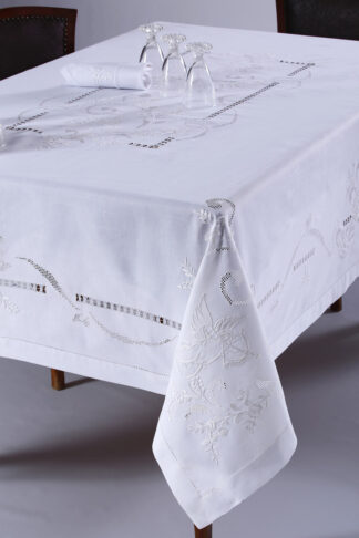 Χειροποίητο τραπεζομάντηλο 960b (170cm x 270cm) λευκό Χειροποίητο τραπεζομάντηλο 960b (170cm x 270cm) λευκό
