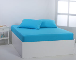 Βαμβακερό σεντόνι essentials (245cm x 267cm) river blue