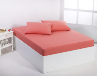 Βαμβακερό σεντόνι essentials (105cm x 200cm + 35cm) coral almond Βαμβακερό σεντόνι essentials (105cm x 200cm + 35cm) coral almond