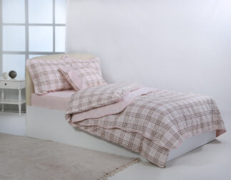 Υπέρδιπλο βαμβακερό κουβερλί (220cm x 240cm) καρρώ ρόζ Υπέρδιπλο βαμβακερό κουβερλί (220cm x 240cm) καρρώ ρόζ