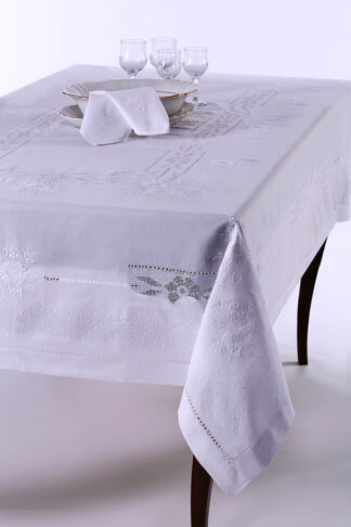 Χειροποίητο τραπεζομάντηλο JX57B (170cm x 220cm) λευκό Χειροποίητο τραπεζομάντηλο JX57B (170cm x 220cm) λευκό
