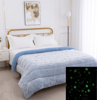 Παιδικό φωσφοριζέ κουβερτοπάπλωμα space (170cm x 220cm) σιέλ Παιδικό φωσφοριζέ κουβερτοπάπλωμα space (170cm x 220cm) σιέλ