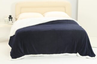 Κουβέρτα fleece με sherpa (220cm x 240cm) pineapple μπλέ