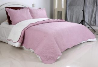 Κουβερλί σετ (220cm x 240cm + 2 x 50cm x 70cm) λαχούρι Pink & Cream Κουβερλί σετ (220cm x 240cm + 2 x 50cm x 70cm) λαχούρι Pink & Cream