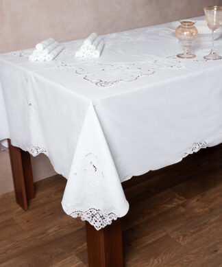Χειροποίητο τραπεζομάντηλο 800a (160cm x 300cm) λευκό Χειροποίητο τραπεζομάντηλο 800a (160cm x 300cm) λευκό