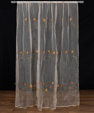 Κουρτίνα ανάγλυφο κίτρινο λουλούδι (280cm x 300cm) με τρέσα Κουρτίνα ανάγλυφο κίτρινο λουλούδι (280cm x 300cm) με τρέσα