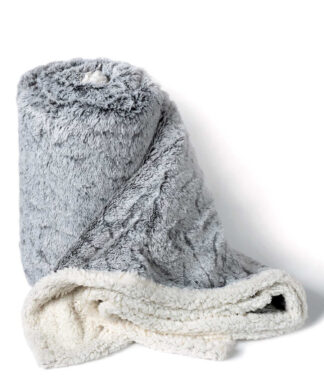 Κουβέρτα fleece με sherpa (170cm x 220cm) animal γκρί