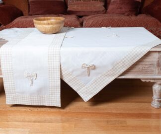 Τραπεζομάντηλα (140cm x 180cm) bow ivory/καφέ Τραπεζομάντηλα (140cm x 180cm) bow ivory/καφέ