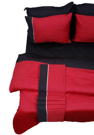 Παπλωματοθήκη Με Φάσα Υπέρδιπλη 220x240 Luxury Bicolour Red/Black Παπλωματοθήκη Με Φάσα Υπέρδιπλη 220x240 Luxury Bicolour Red/Black